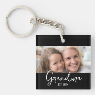 Aanpasbare Oma Opgericht Jaar Ouder Foto Sleutelhanger