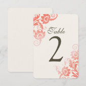 Aanpasbare Ombre Koraal Tafel Nummer Kaarten (Voorkant / Achterkant)
