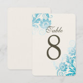 Aanpasbare Ombre Turquoise Tafelnummerkaarten Kaart (Voorkant / Achterkant)