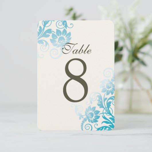 Aanpasbare Ombre Turquoise Tafelnummerkaarten Kaart (Staand voorkant)