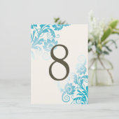Aanpasbare Ombre Turquoise Tafelnummerkaarten Kaart (Staand voorkant)