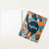 Aanpasbare Oranje en Blauwe Cheetah Print Planner (Display)
