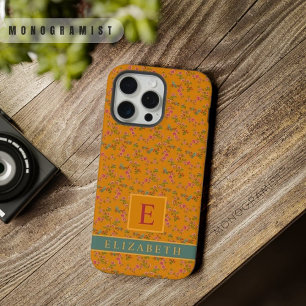 Aanpasbare Oranje Gele Bloem Vogel Roze Bloem iPhone 15 Pro Max Case