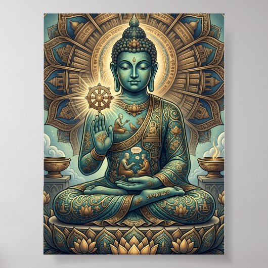 Aanpasbare Oude Dhamma Kunst Sukiti Boeddha Medi Poster (Voorkant)