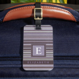 Aanpasbare paarsblauwe grijze bruine kleurlijnen bagagelabel