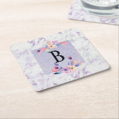 Aanpasbare Paarse Chic Monogram Can Koeler Kartonnen Onderzetters (Schuin)