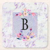 Aanpasbare Paarse Chic Monogram Can Koeler Kartonnen Onderzetters (Voorkant)