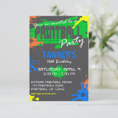 AANpasbare PAINTBALL-PARTIJINVITATIE RSVP Kaartje (Staand voorkant)