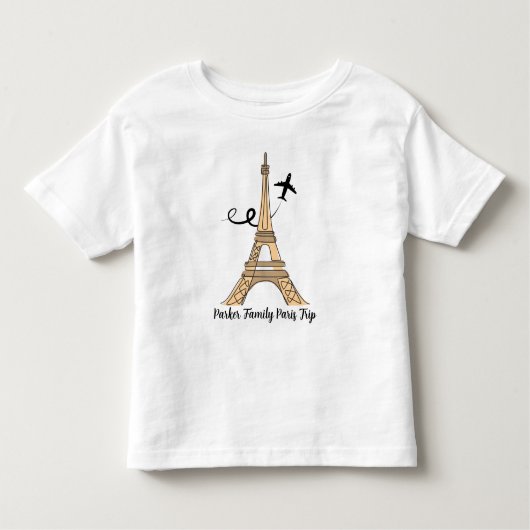 Aanpasbare Parijse Reis Chic Eiffeltoren Kinder Shirts (Voorkant)