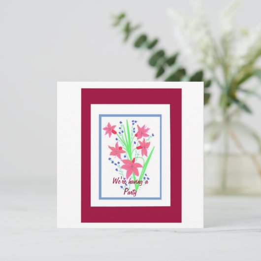 Aanpasbare partijuitnodiging kaart (Staand voorkant)