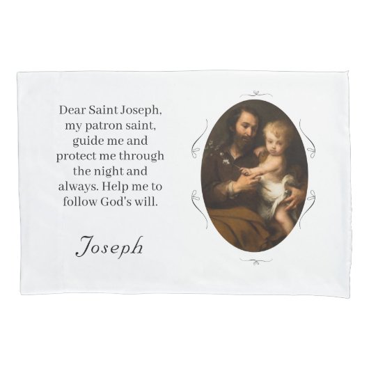 Aanpasbare Patroonheilige (St. Jozef) Kussensloop (Voorkant)