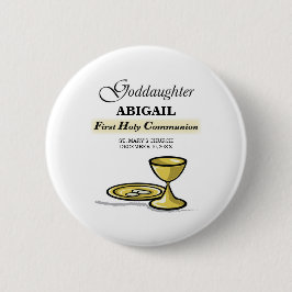 Aanpasbare, peetdochter Eerste Communie Kelk Ronde Button 5,7 Cm