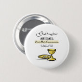 Aanpasbare, peetdochter Eerste Communie Kelk Ronde Button 5,7 Cm (Voorkant /achterkant)