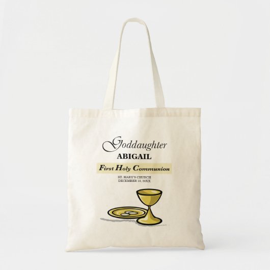 Aanpasbare, peetdochter Eerste Communie Kelk Tote Bag (Voorkant)