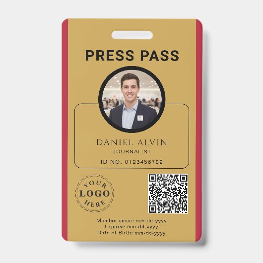Aanpasbare perspas met foto-ID en QR-code Badge (Voorzijde)