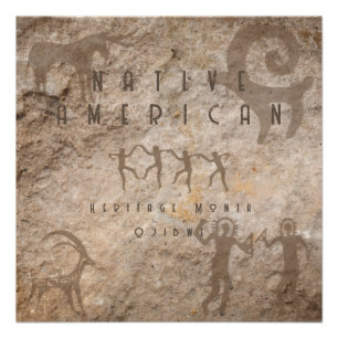 Aanpasbare Petroglyphen Erfgoedmaand Poster