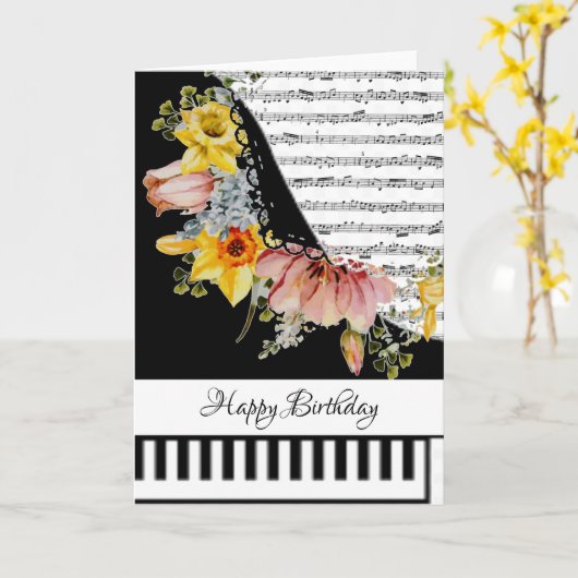 Aanpasbare pianokaart kaart (Gele Bloem)