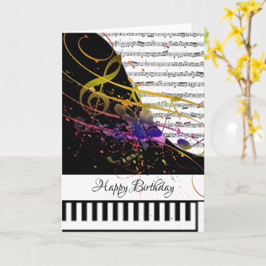 Aanpasbare pianokaart kaart (Gele Bloem)