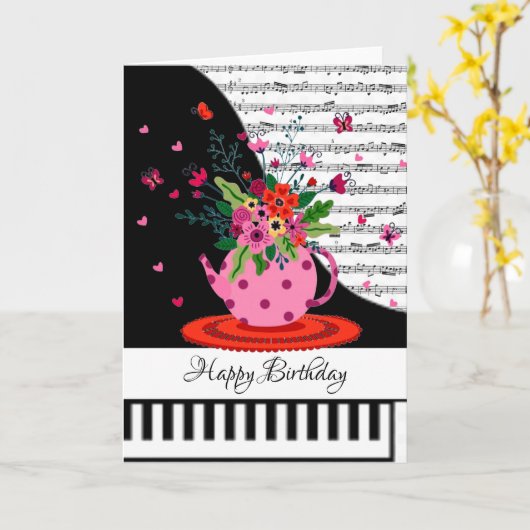 Aanpasbare pianokaart kaart (Gele Bloem)