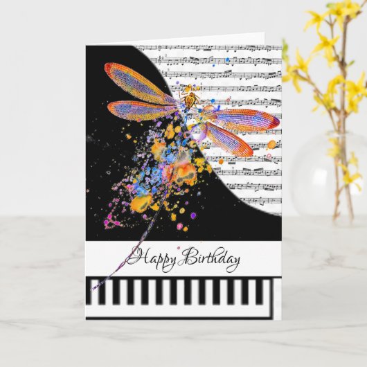 Aanpasbare pianokaart kaart (Gele Bloem)