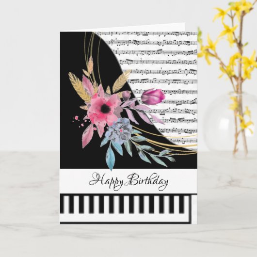 Aanpasbare pianokaart kaart (Gele Bloem)