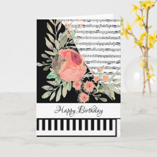 Aanpasbare pianokaart kaart (Gele Bloem)