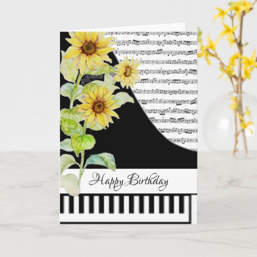 Aanpasbare pianokaart kaart (Gele Bloem)