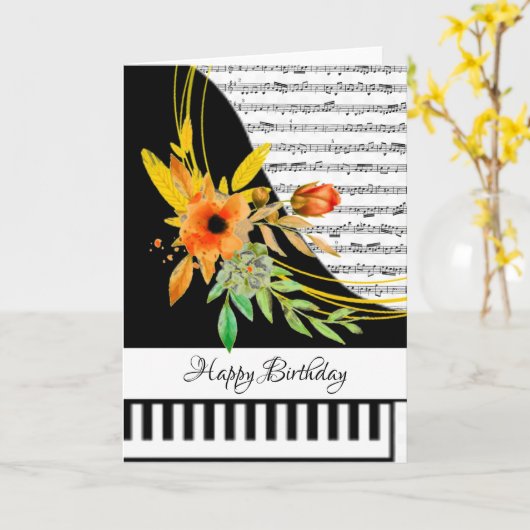 Aanpasbare pianokaart kaart (Gele Bloem)