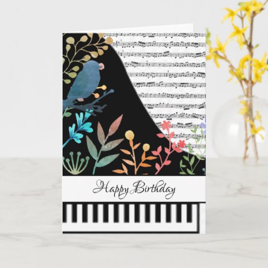 Aanpasbare pianokaart kaart (Gele Bloem)