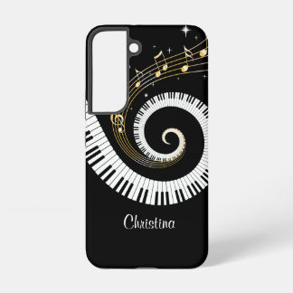 Aanpasbare pianotoetsen en gouden muzieknoten ipho samsung galaxy hoesje
