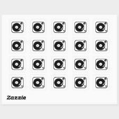Aanpasbare Pictogram van Platenspeler Zwart en Wit Vierkante Sticker (Vel)
