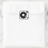 Aanpasbare Pictogram van Platenspeler Zwart en Wit Vierkante Sticker (Tas)
