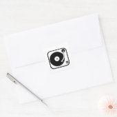 Aanpasbare Pictogram van Platenspeler Zwart en Wit Vierkante Sticker (Envelop)