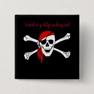 Aanpasbare piratenschedel bilge zuigende rat vierkante button 5,1 cm