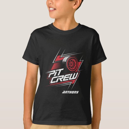 Aanpasbare Pit Crew Race Auto Verjaardag Kinderen T-shirt (Voorkant)