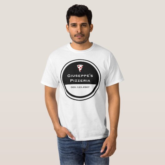 Aanpasbare pizzeria t-shirt (Voorkant volledig)