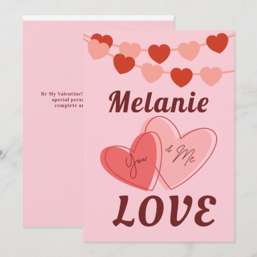 Aanpasbare platte Valentijnsdagkaart Feestdagenkaart (Voorkant / Achterkant)