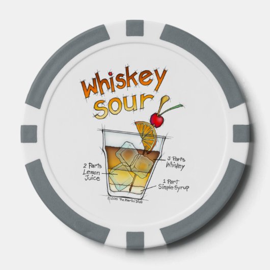 AANPASBARE POKERCHIPS - WHISKEY SOUR RECEPT COCKTA (Voorkant)