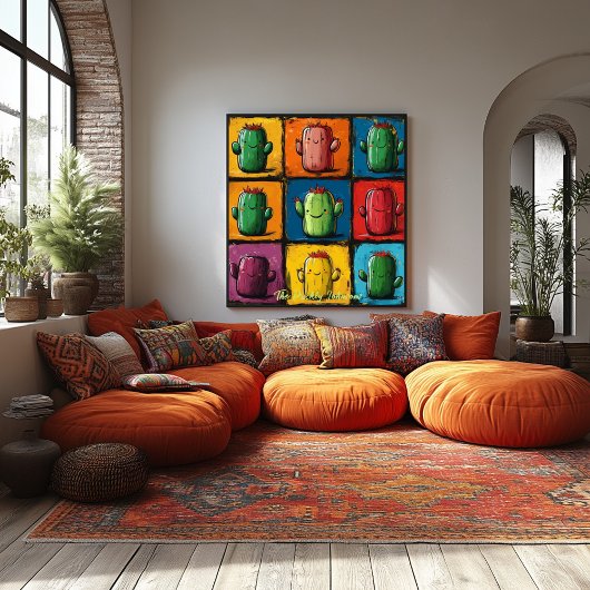 Aanpasbare Pop Art Cactus Raster Muur Kunst Poster