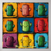 Aanpasbare Pop Art Cactus Raster Muur Kunst Poster (Voorkant)