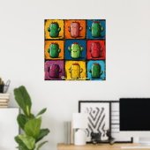 Aanpasbare Pop Art Cactus Raster Muurkunst Poster (Thuiskantoor)