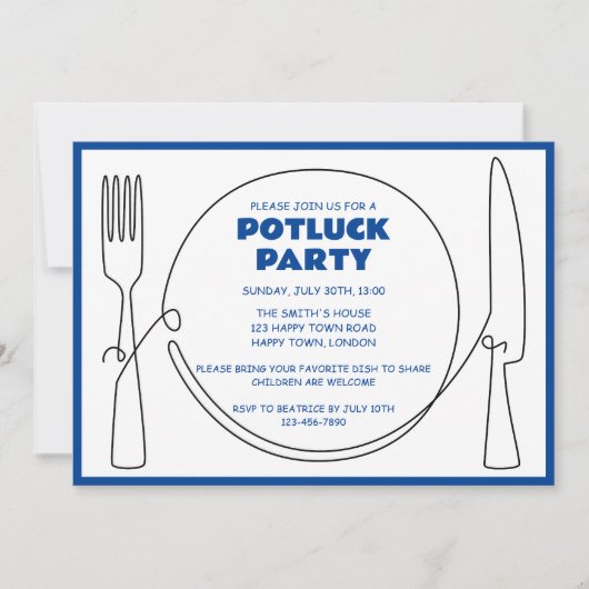 AANPASBARE POTLUCK PARTY KAART (Voorkant)