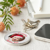 Aanpasbare Premium Cirkel Baby Eerste Kerstmis Sleutelhanger (Zijkant)
