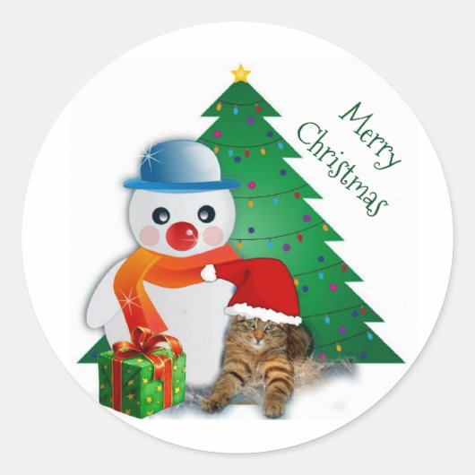 Aanpasbare Prettig Kerstmis Klassieke Sticker (Voorkant)