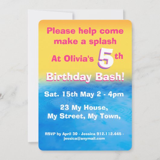 Aanpasbare prettige verjaardagsuitnodiging met kik kaart (Achterkant)