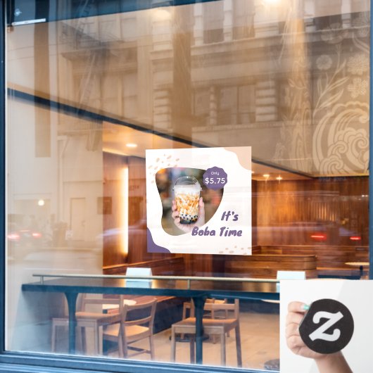 Aanpasbare Prijs Boba Melk Bubble Thee Raamsticker (Cafe Raam)