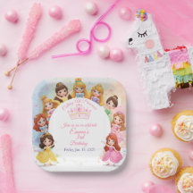 Aanpasbare prinses meisje verjaardag papieren bord