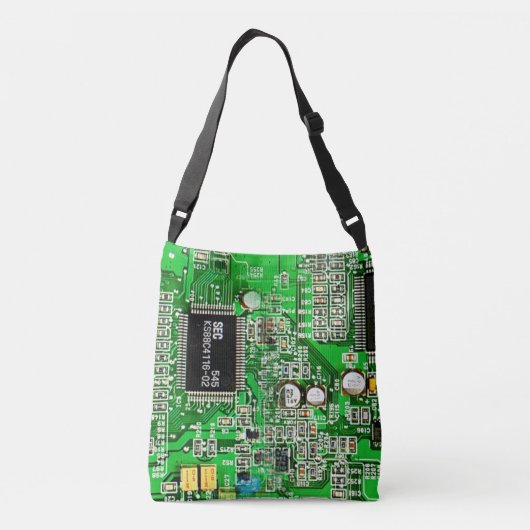 Aanpasbare printplaat - Groene Geeky Crossbody Tas (Achterkant)