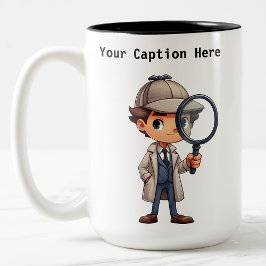 Aanpasbare privé detective cartoon mysterie  tweekleurige koffiemok