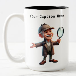 Aanpasbare privé detective cartooneske mysterie  tweekleurige koffiemok